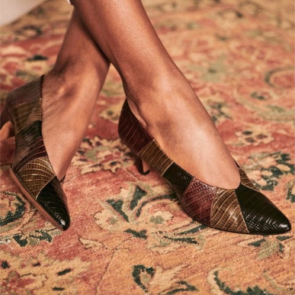 Sezane Katia mid heel leather shoes size 39